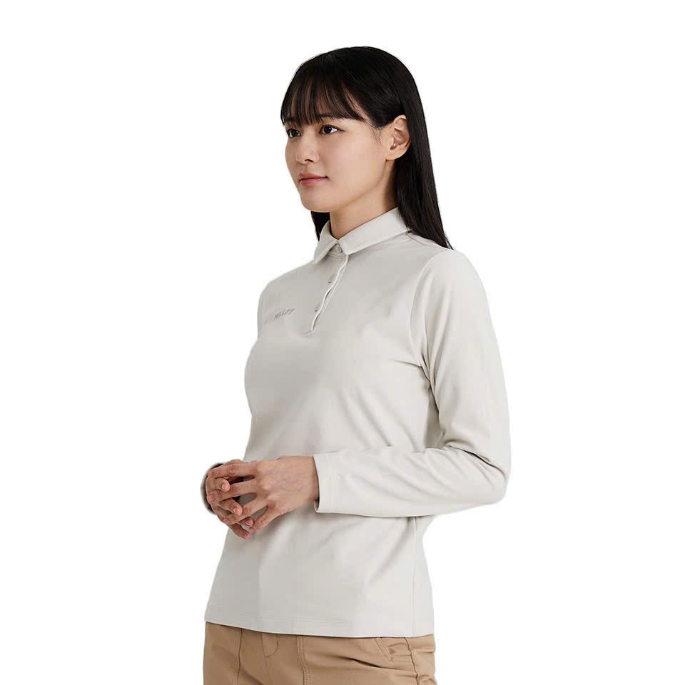 Áo polo nỉ bông , dài tay, 3 cúc cổ , chữ nhỏ trước ngực