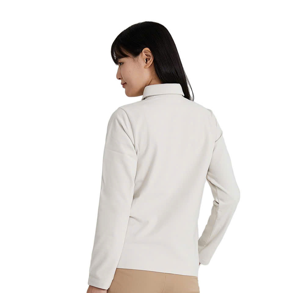 Áo polo nỉ bông , dài tay, 3 cúc cổ , chữ nhỏ trước ngực