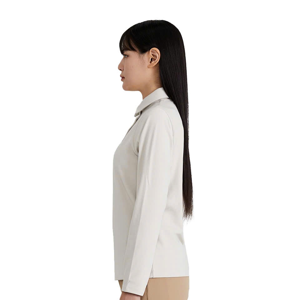 Áo polo nỉ bông , dài tay, 3 cúc cổ , chữ nhỏ trước ngực