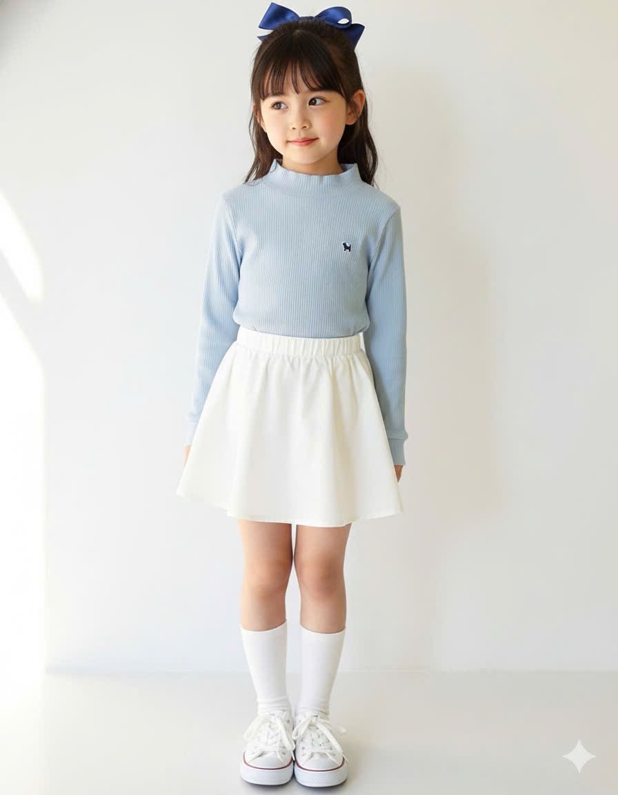 Áo thun gân tăm to, cổ 3 phân cho BT BG thêu hình chó nhỏ 4 màu