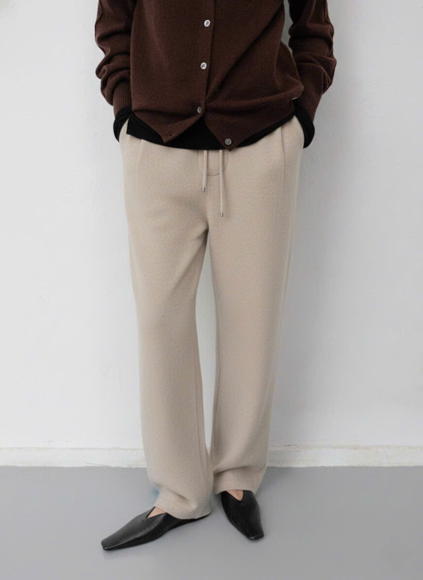 Quần baggy len cạp chun, 2 túi vuông sau