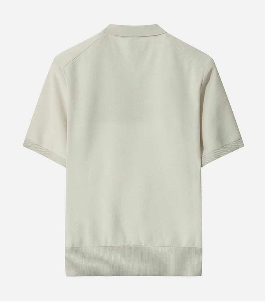 Áo thun dệt kim cổ polo ngắn tay, logo thỏ nhỏ