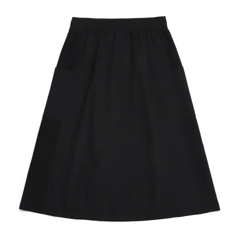 Chân váy midi cạp chun, 2 túi vuông