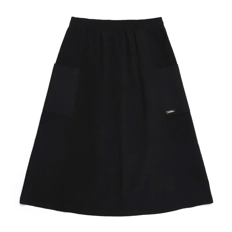 Chân váy midi cạp chun, 2 túi vuông