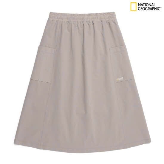 Chân váy midi cạp chun, 2 túi vuông