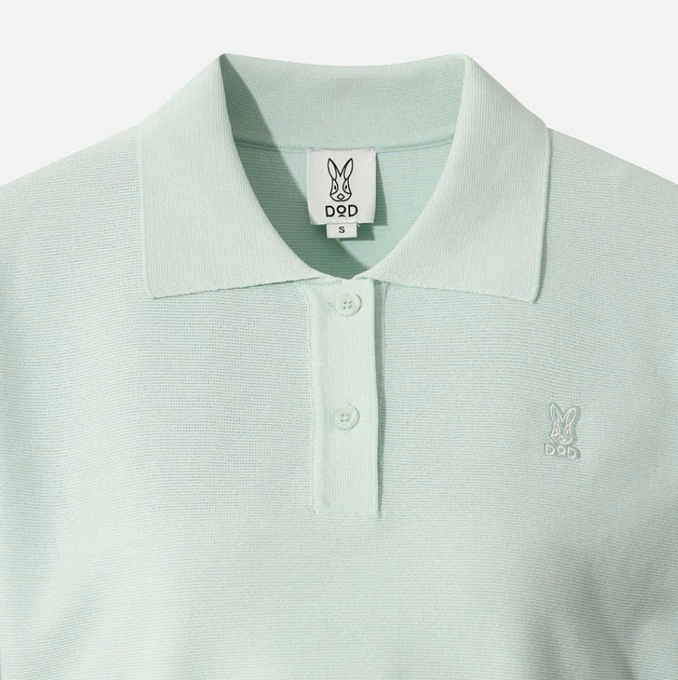 Áo thun dệt kim cổ polo ngắn tay, logo thỏ nhỏ