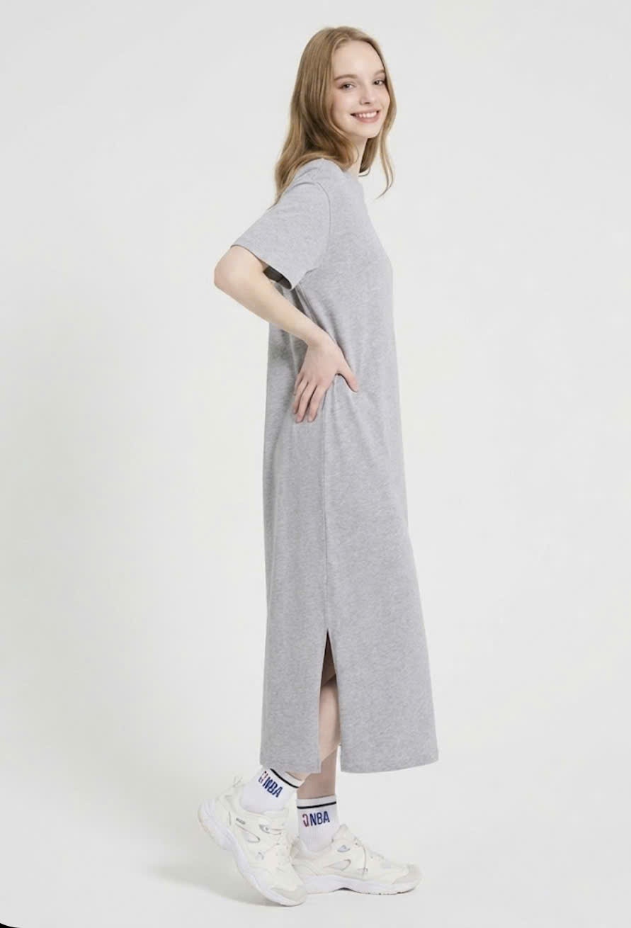 Váy cotton maxi, logo nhỏ trước ngực