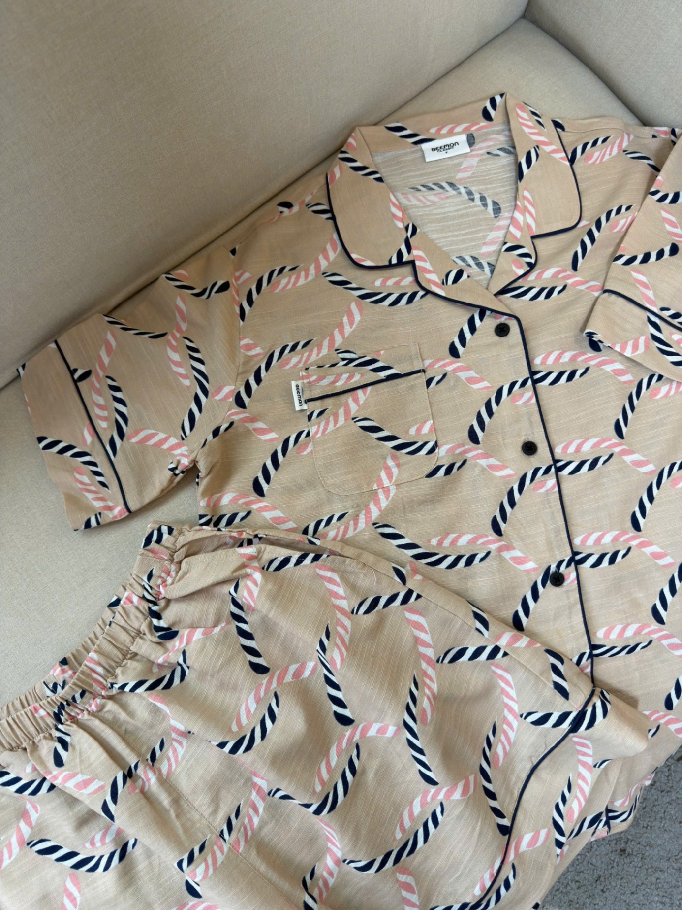 Bộ pijama pha linen Beemon người lớn