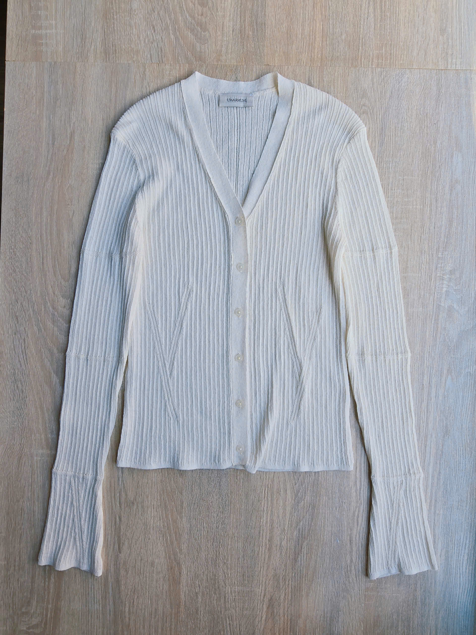 Áo cardigan cổ V dài tay gân sọc, 1 hàng cúc