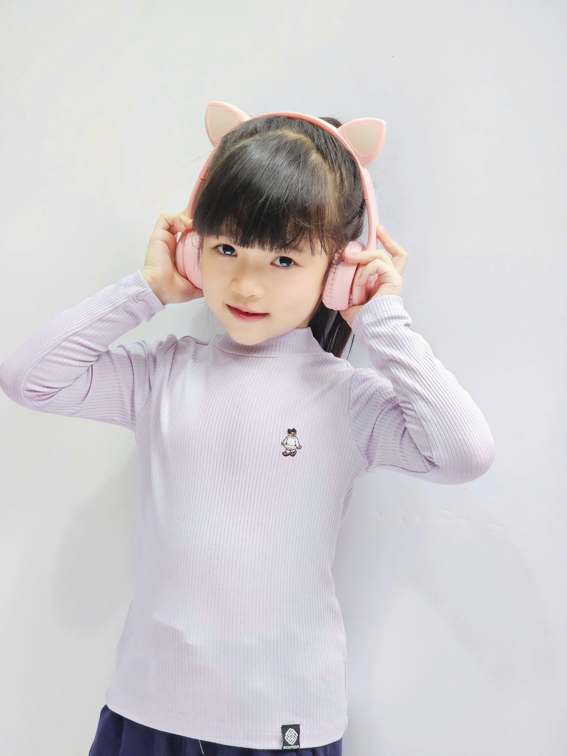 Áo cổ 3 phân dài tay Beemon, thun tăm thêu gấu