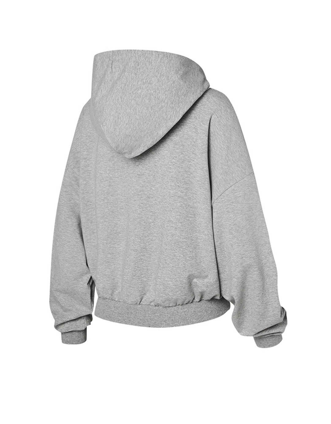 Áo hoodie zip có mũ dáng lửng, kéo khóa bo viền có túi