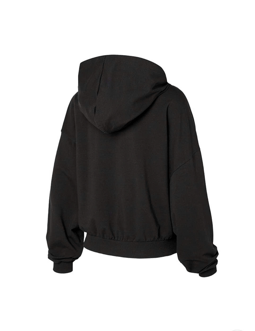 Áo hoodie zip có mũ dáng lửng, kéo khóa bo viền có túi