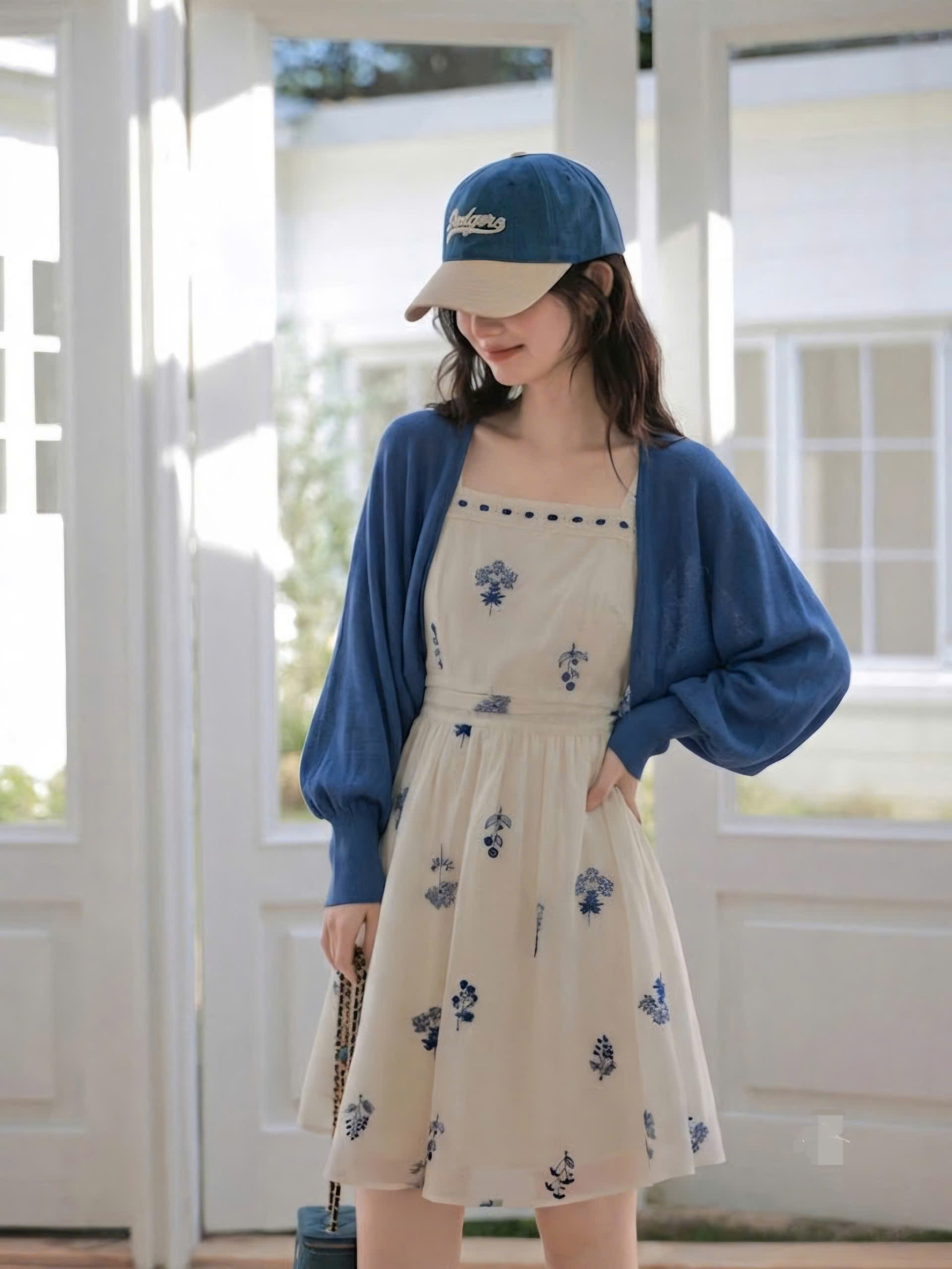 Áo khoác cardigan len dáng lửng dài tay thủy thủ