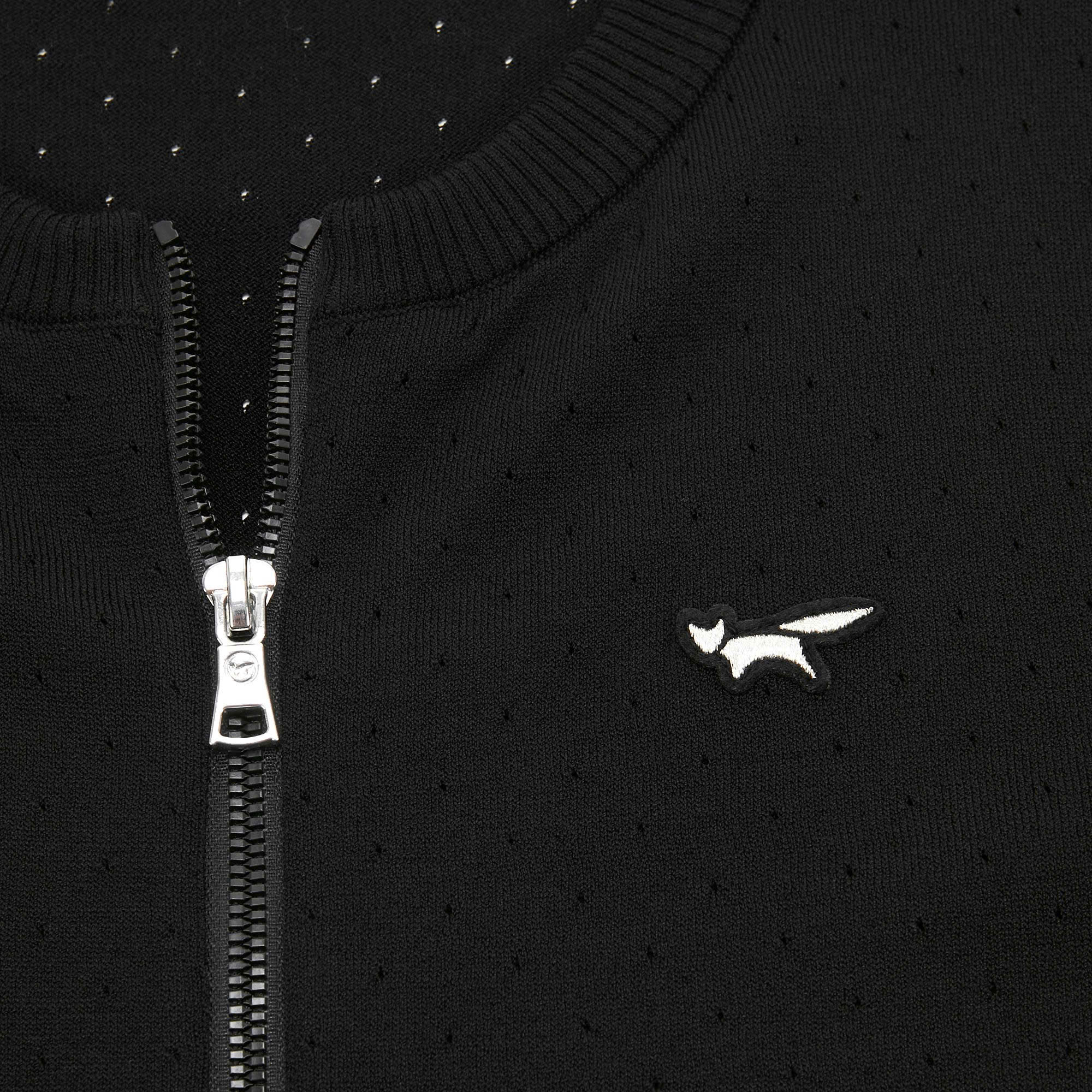 Áo khoác cardigan mỏng kéo khóa, logo sóc bên phải ngực