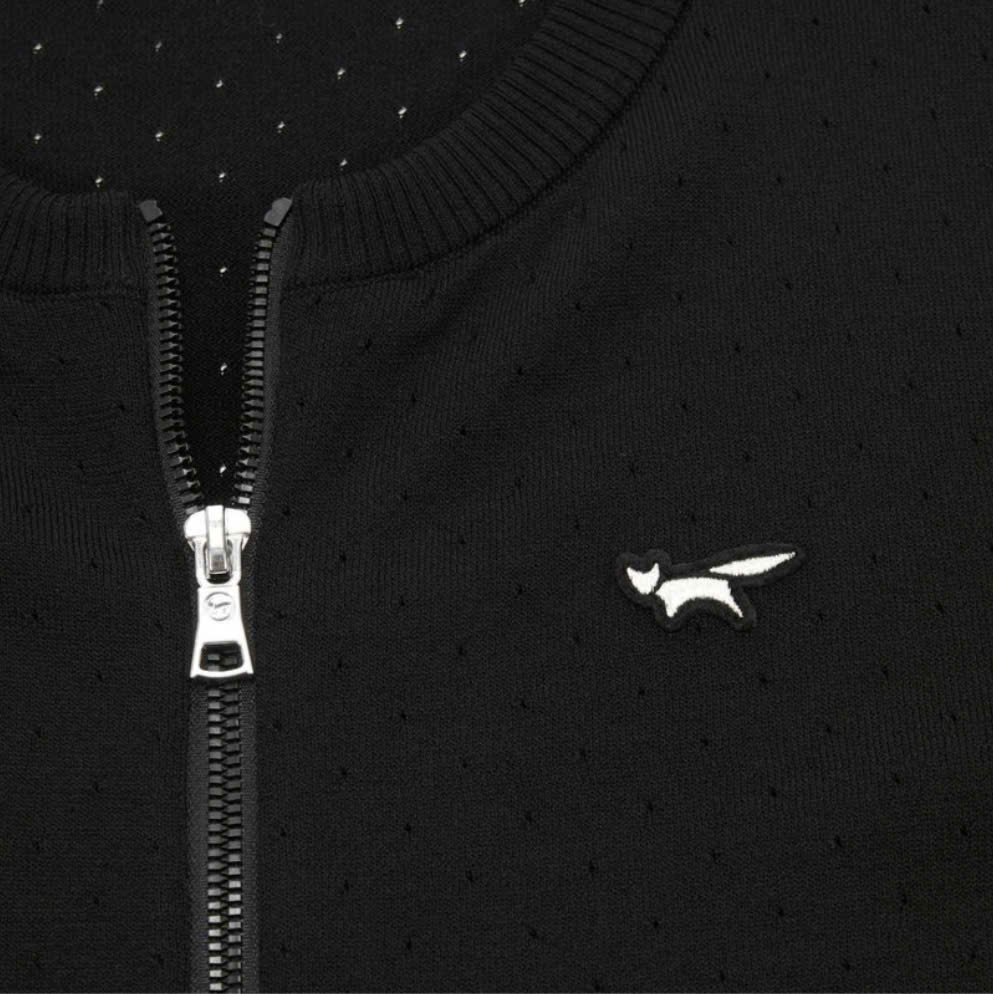 Áo khoác cardigan mỏng kéo khóa, logo sóc bên phải ngực