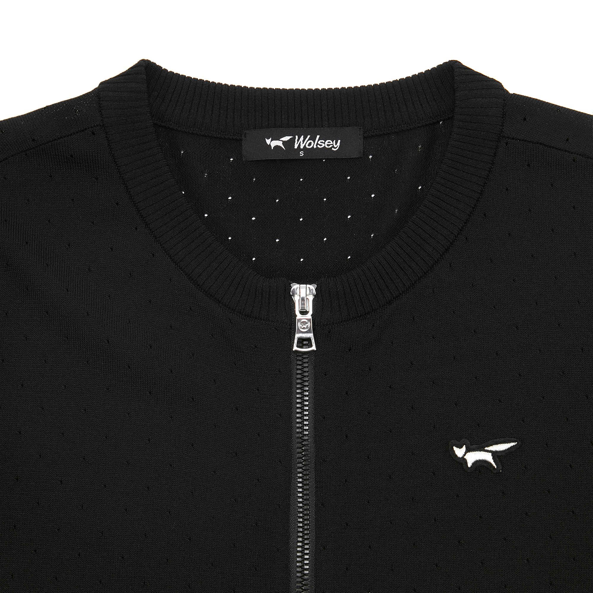 Áo khoác cardigan mỏng kéo khóa, logo sóc bên phải ngực