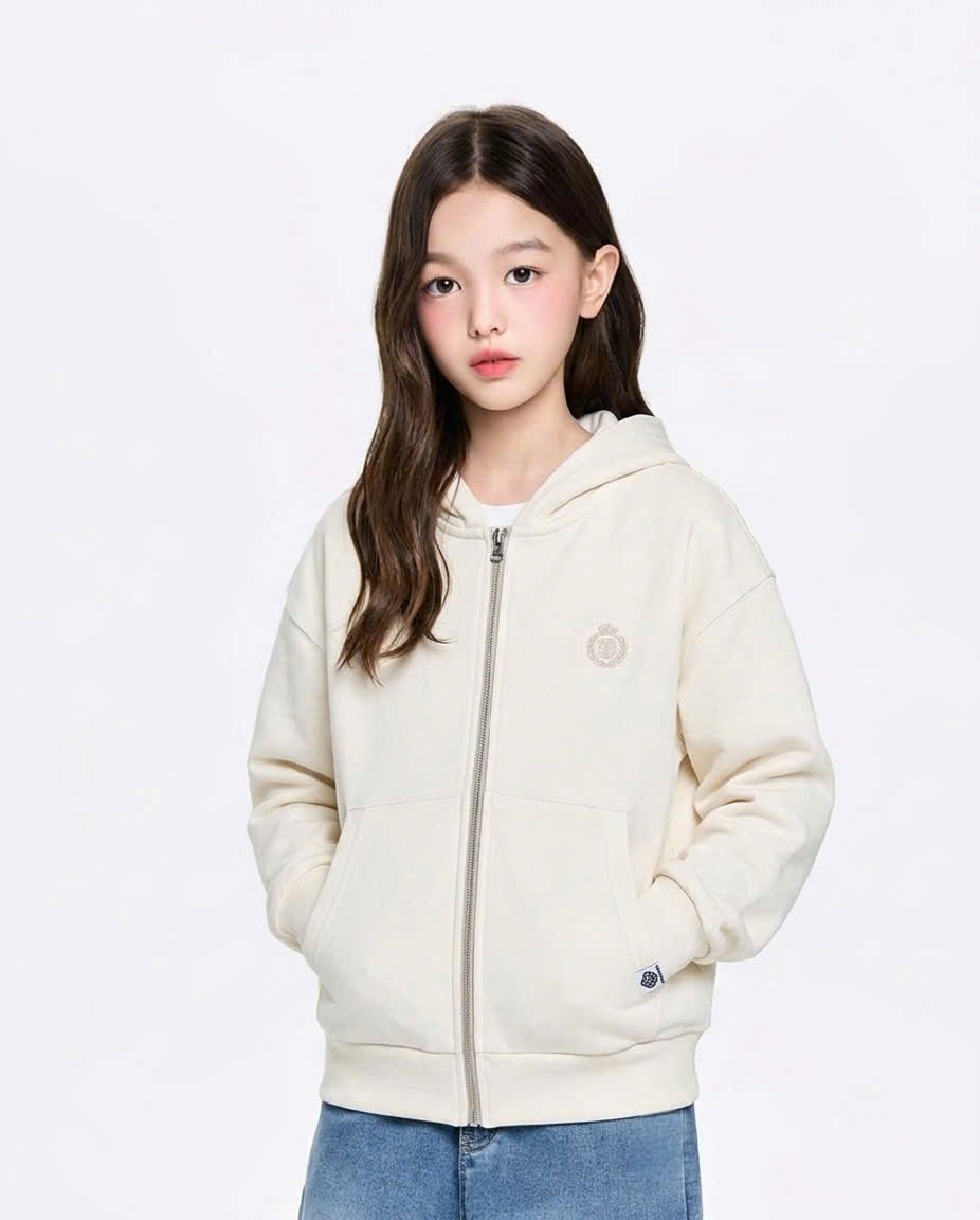 Áo khoác hoodie nỉ da cá Beemon, dài tay thêu vòng nguyệt quế