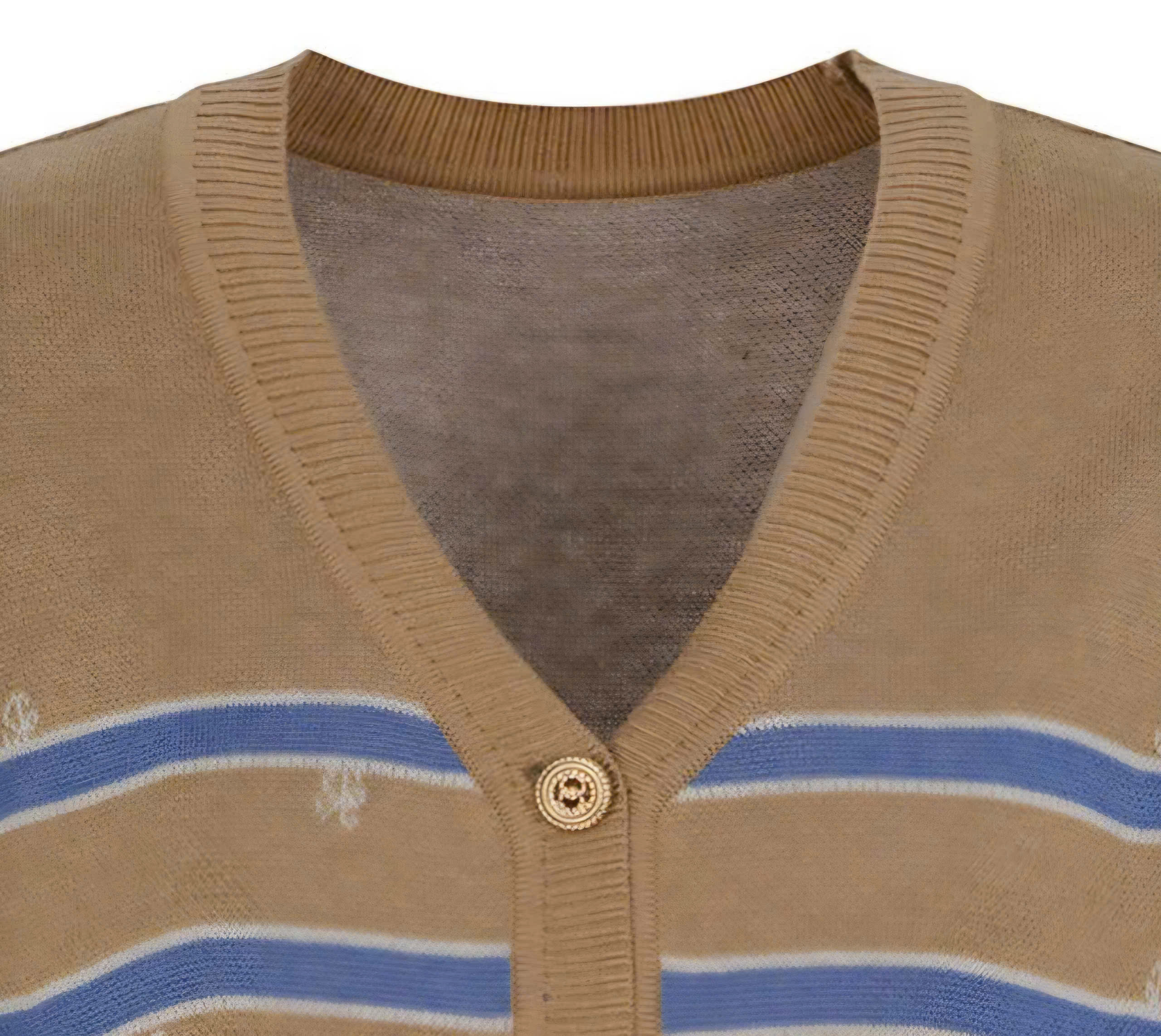 Áo khoác len cardigan cổ V bo gấu, họa tiết kẻ ngang