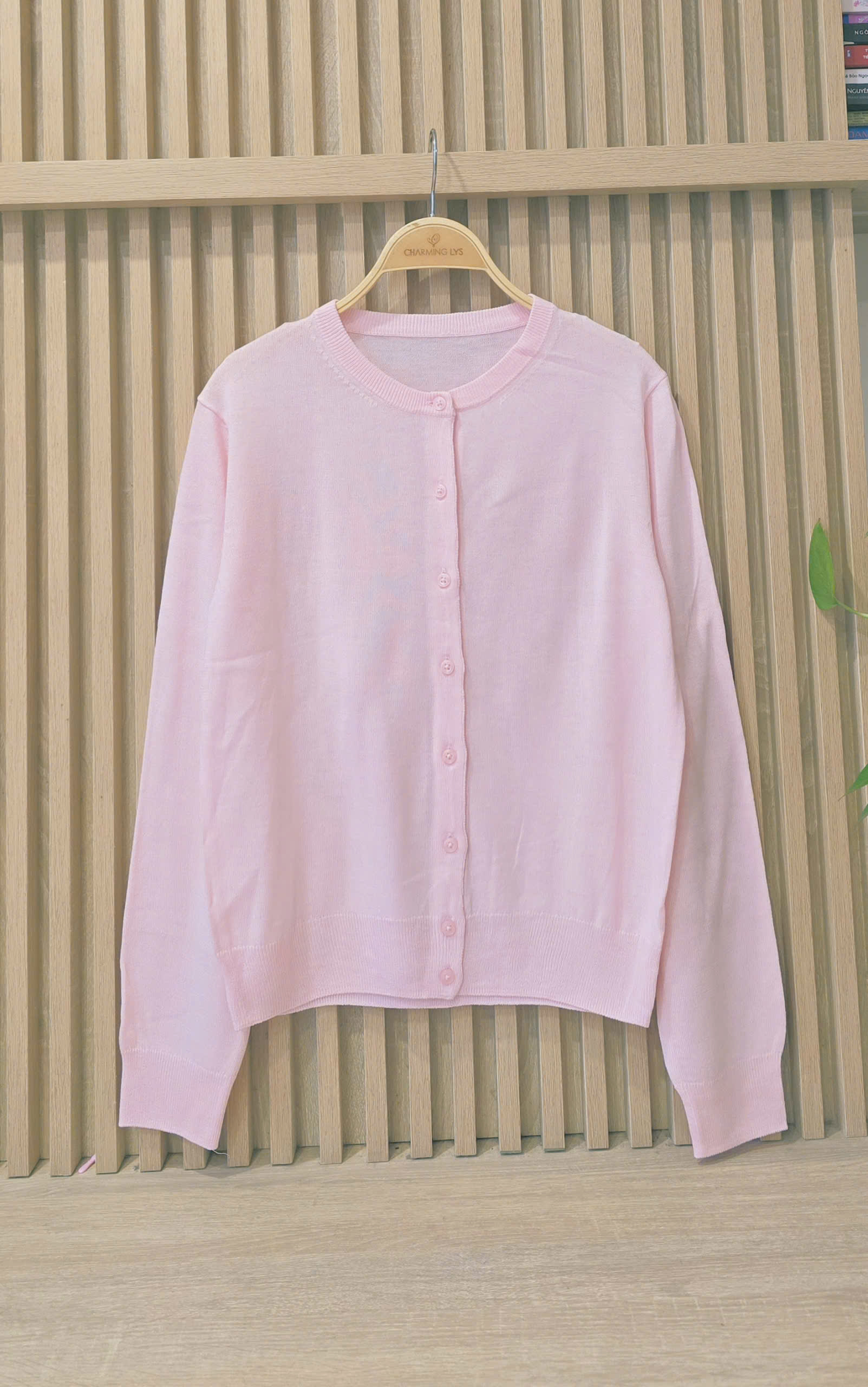 Áo len khoác cardigan, cổ tròn, bo gấu, chất len dày dặn