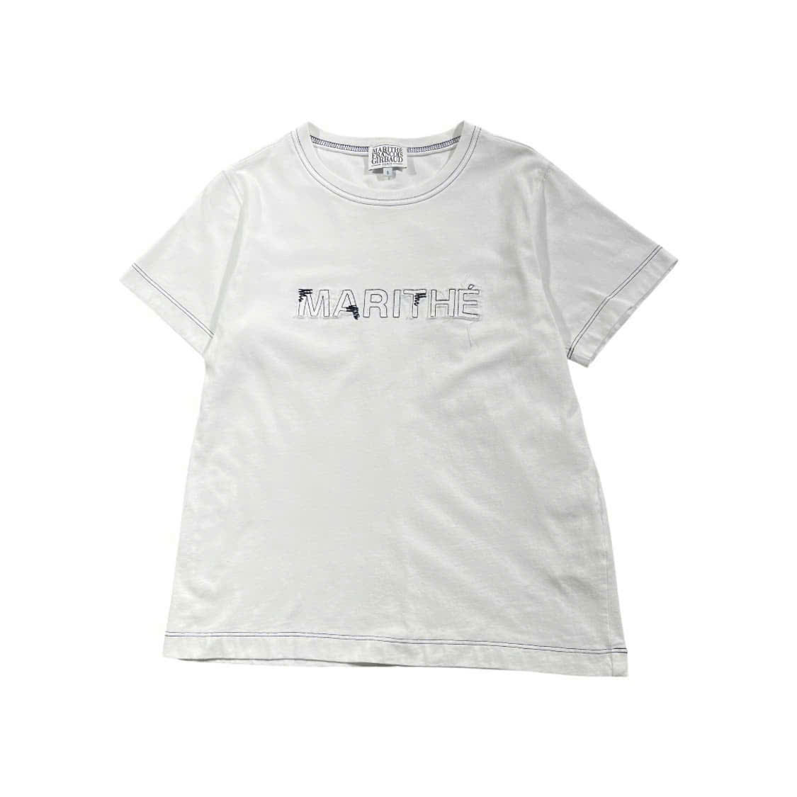 Áo phông cotton người lớn, may viền chỉ nổi, chữ gắn nổi