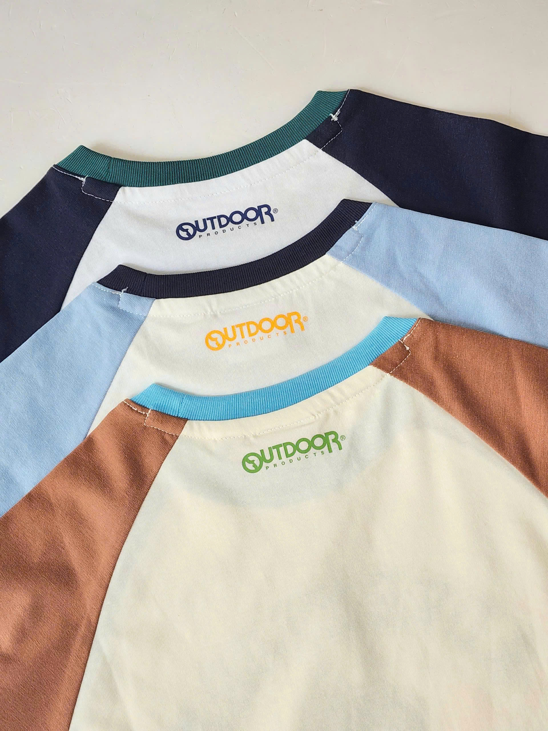 Áo phông cotton trẻ em, chữ Adventure, tay áo phối màu