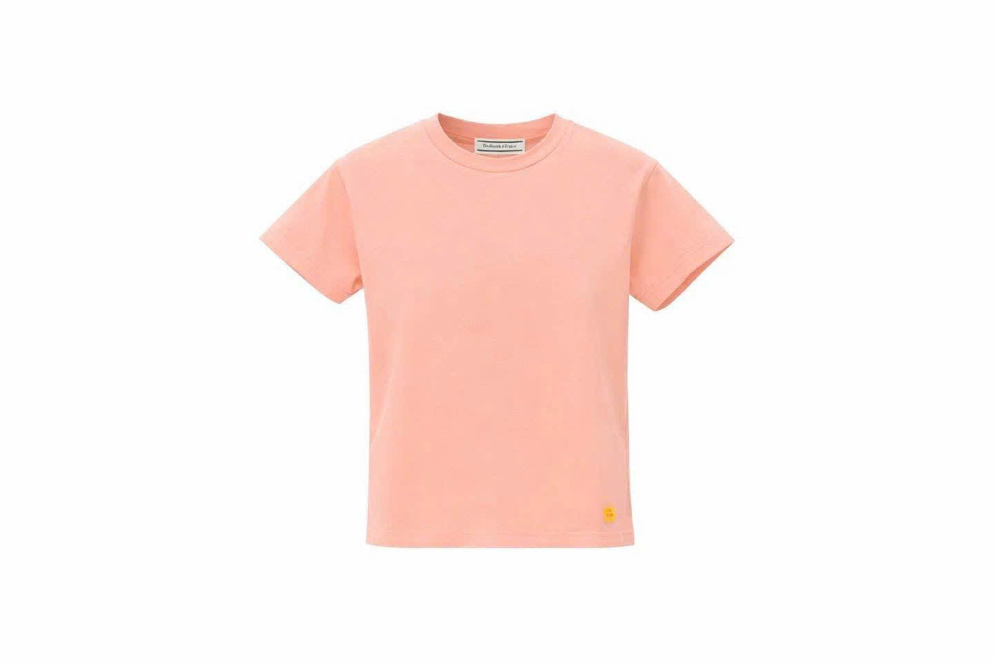 Áo phông crop nhẹ, cổ tròn, logo nhỏ dưới gấu