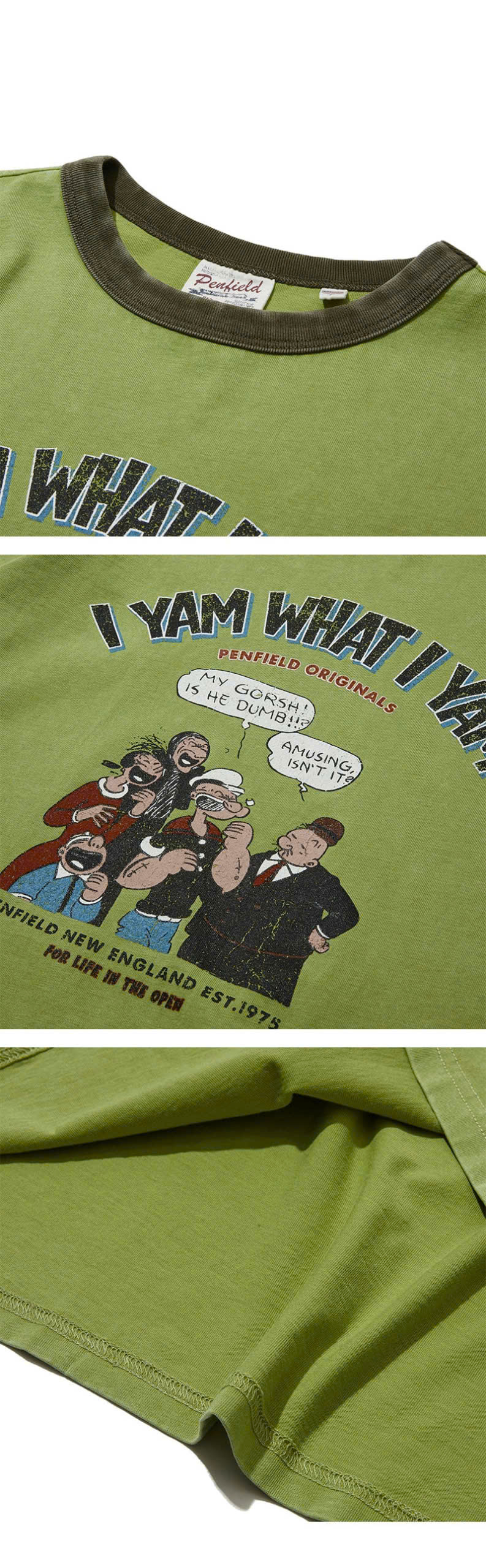 Áo phông dáng ouversize, hình Popeye chữ I YAM WHAT I YAM