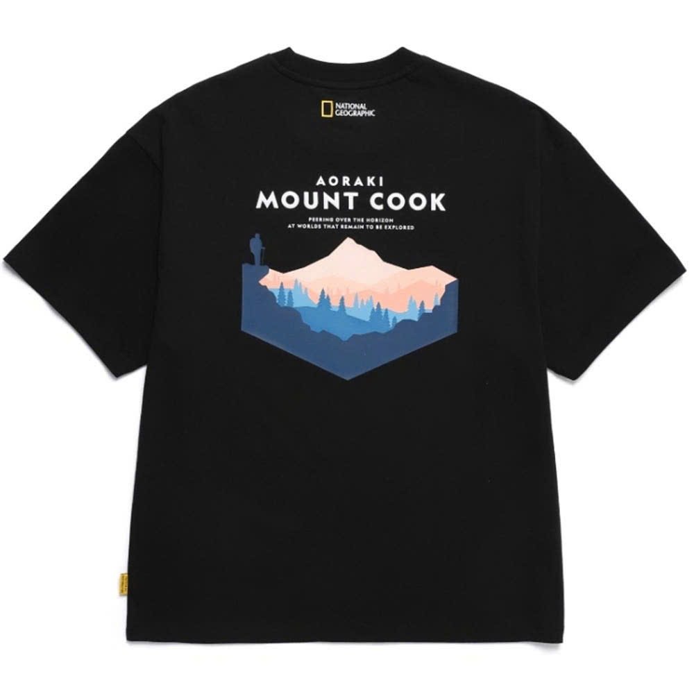 Áo phông oversize cổ tròn, ngắn tay, sau lưng hình núi