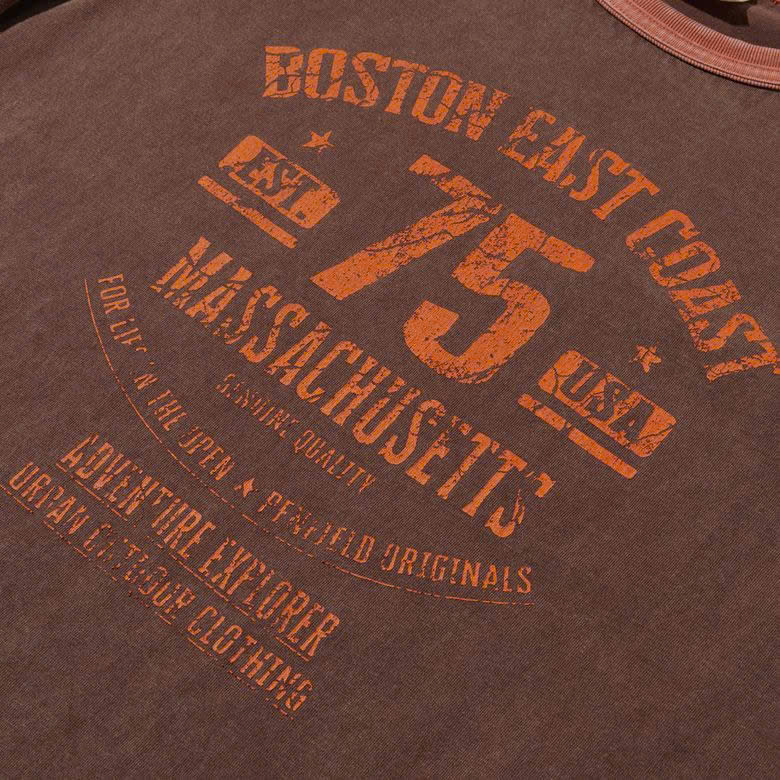 Áo phông oversize, viền màu , chữ Boston east coast 75