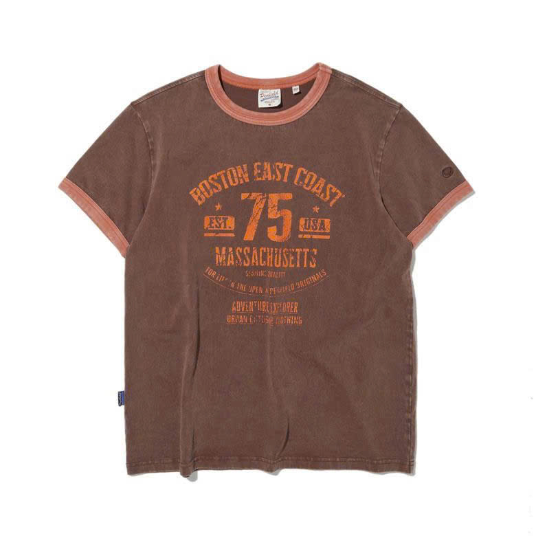 Áo phông oversize, viền màu , chữ Boston east coast 75
