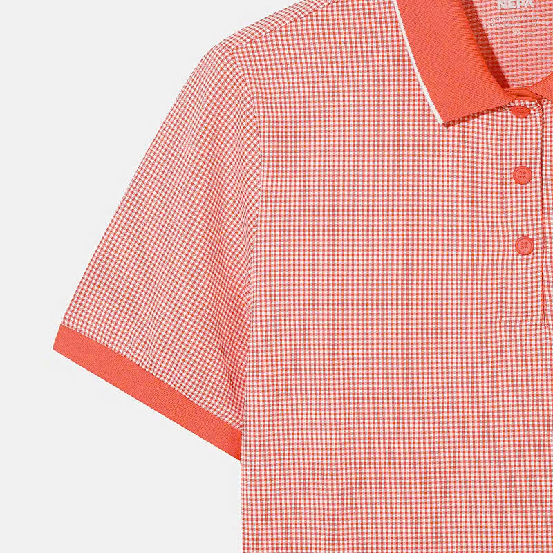 Áo phông polo,ngắn tay, cổ viền màu, kẻ caro nhỏ