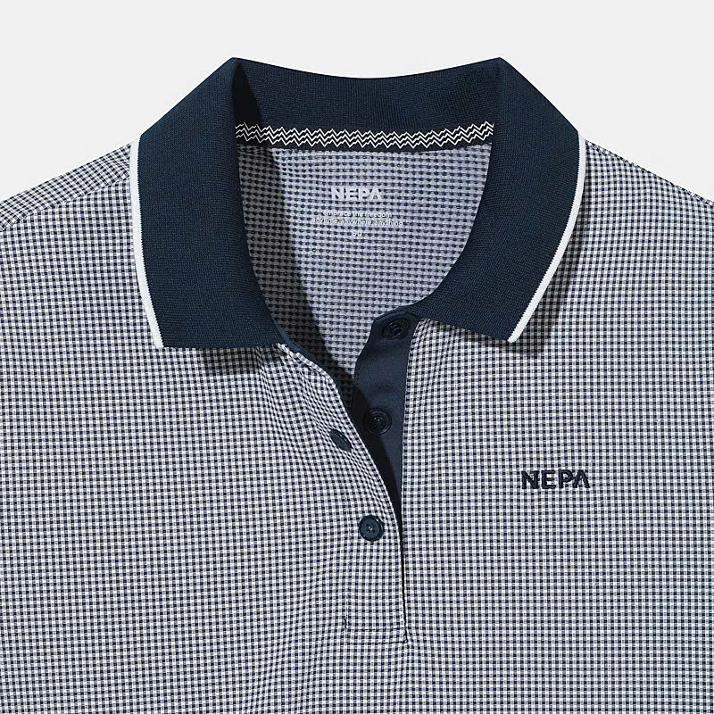 Áo phông polo,ngắn tay, cổ viền màu, kẻ caro nhỏ