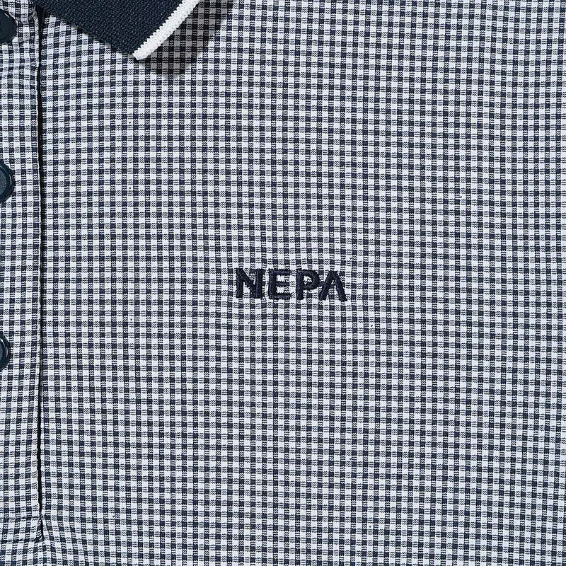 Áo phông polo,ngắn tay, cổ viền màu, kẻ caro nhỏ