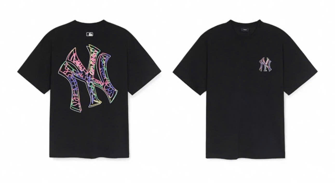 Áo phông unisex cổ tròn, sau lưng logo to, sắc màu