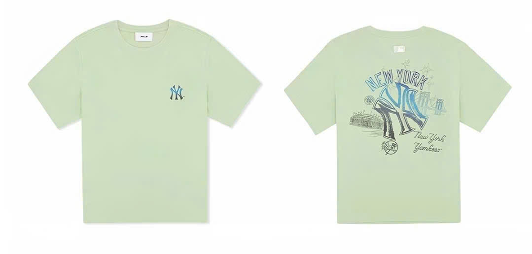 Áo phông unisex, cổ tròn, ngắn tay, logo in màu nhỏ trước ngực, sau lưng chữ màu lớn - M - Xanh