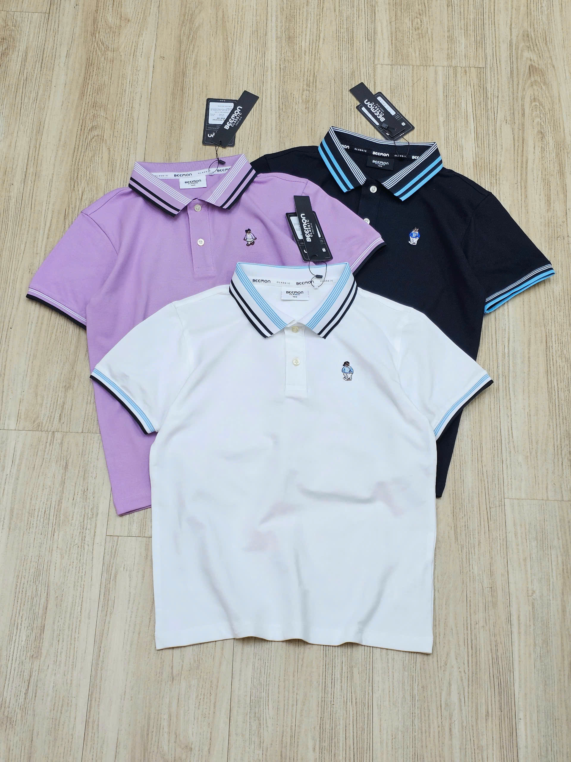 Áo polo Beemon cho bé, viền cổ, cài cúc