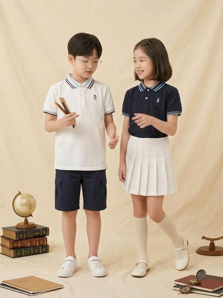 Áo polo Beemon cho bé, viền cổ, cài cúc
