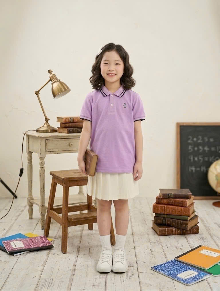 Áo polo Beemon cho bé, viền cổ, cài cúc