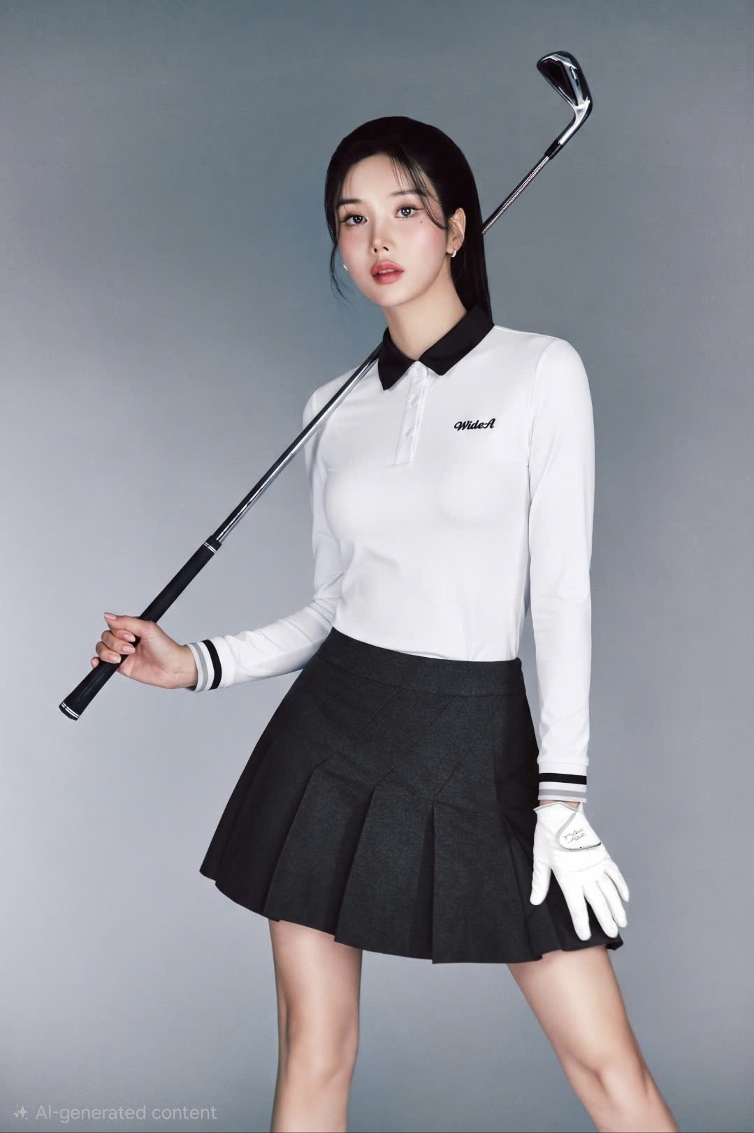 Áo polo dài tay vải golf, cổ phối màu, khuy nhựa bấm