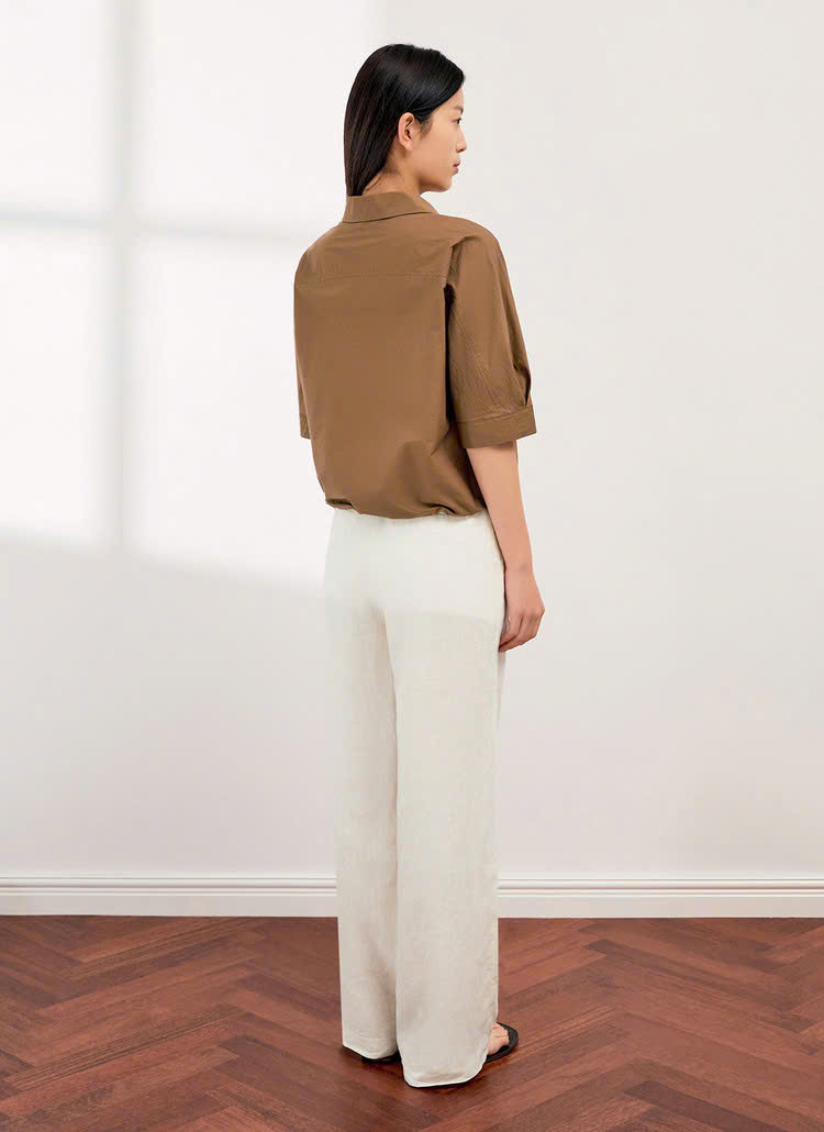 Áo thô giấy cotton cổ đức, tay lửng, rút chun gấu áo