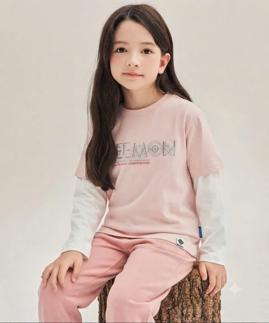 Áo thun cotton phối tay, chữ Beemon trước ngực
