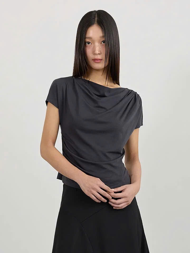 Áo thun ngắn tay, bèo nhún eo, 3 màu