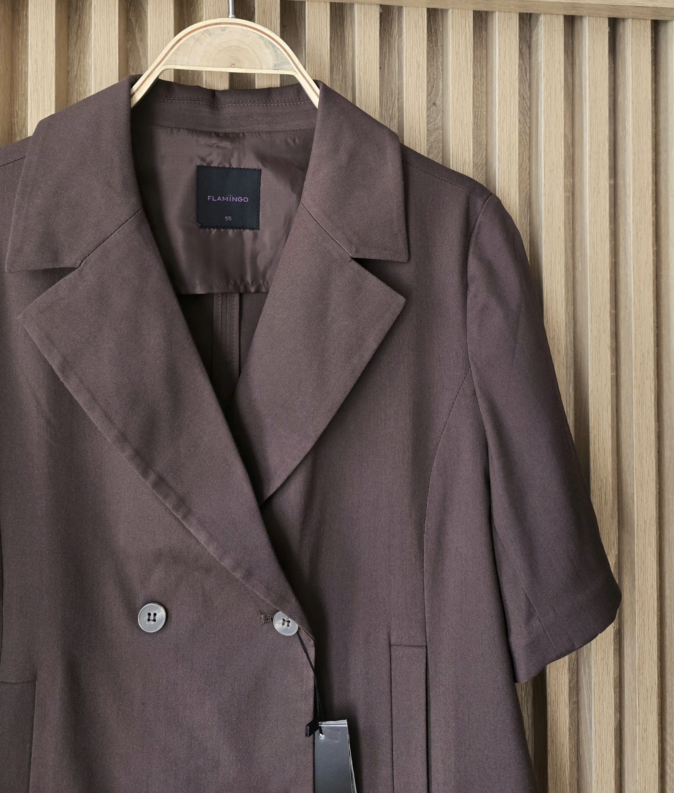 Blazer linen áo ngắn tay, 4 cúc