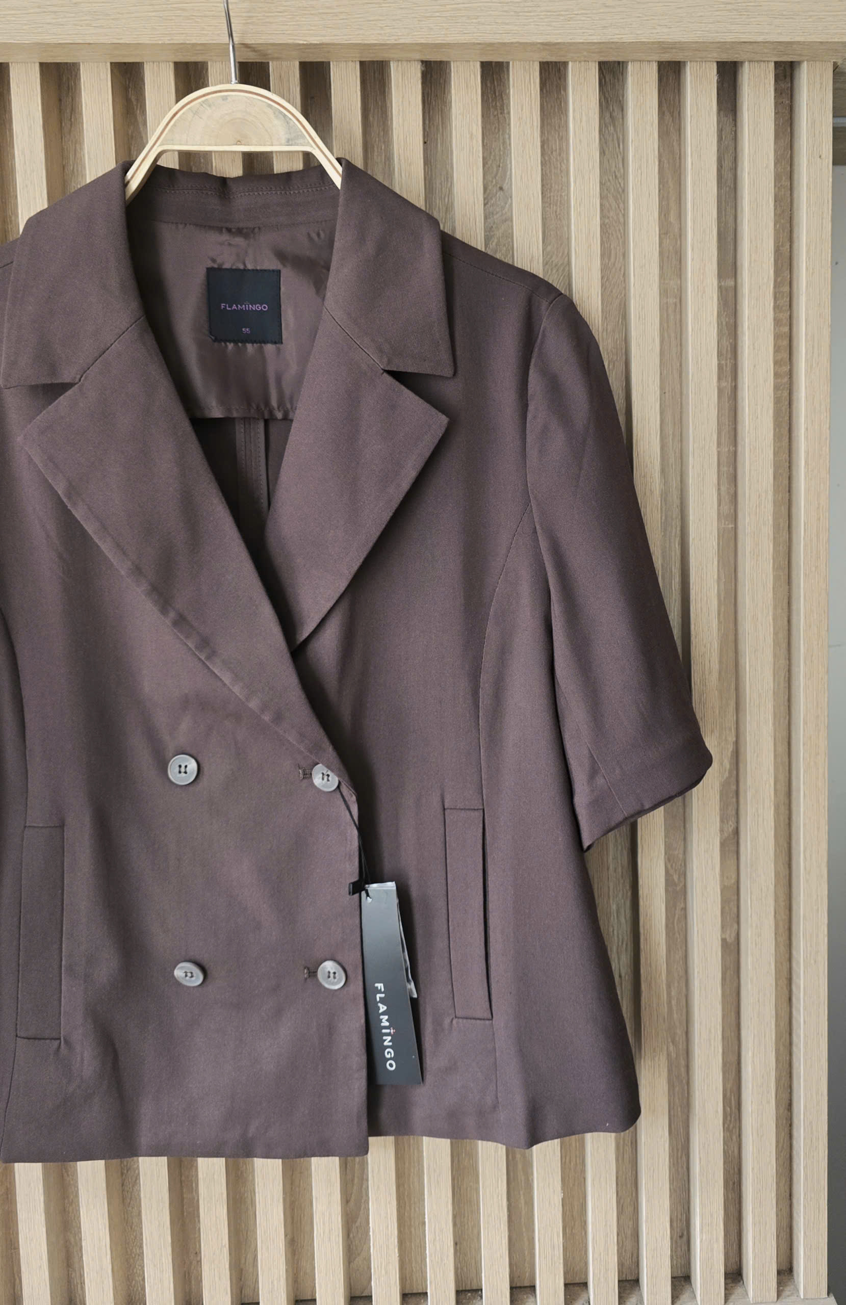 Blazer linen áo ngắn tay, 4 cúc
