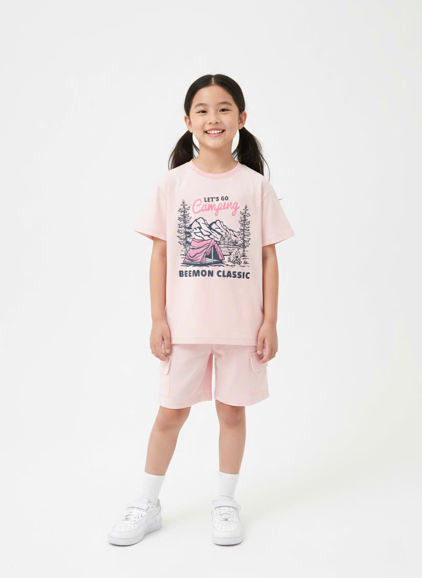 Bộ cotton Beemon cho BT BG, áo in hình, quần cạp chun