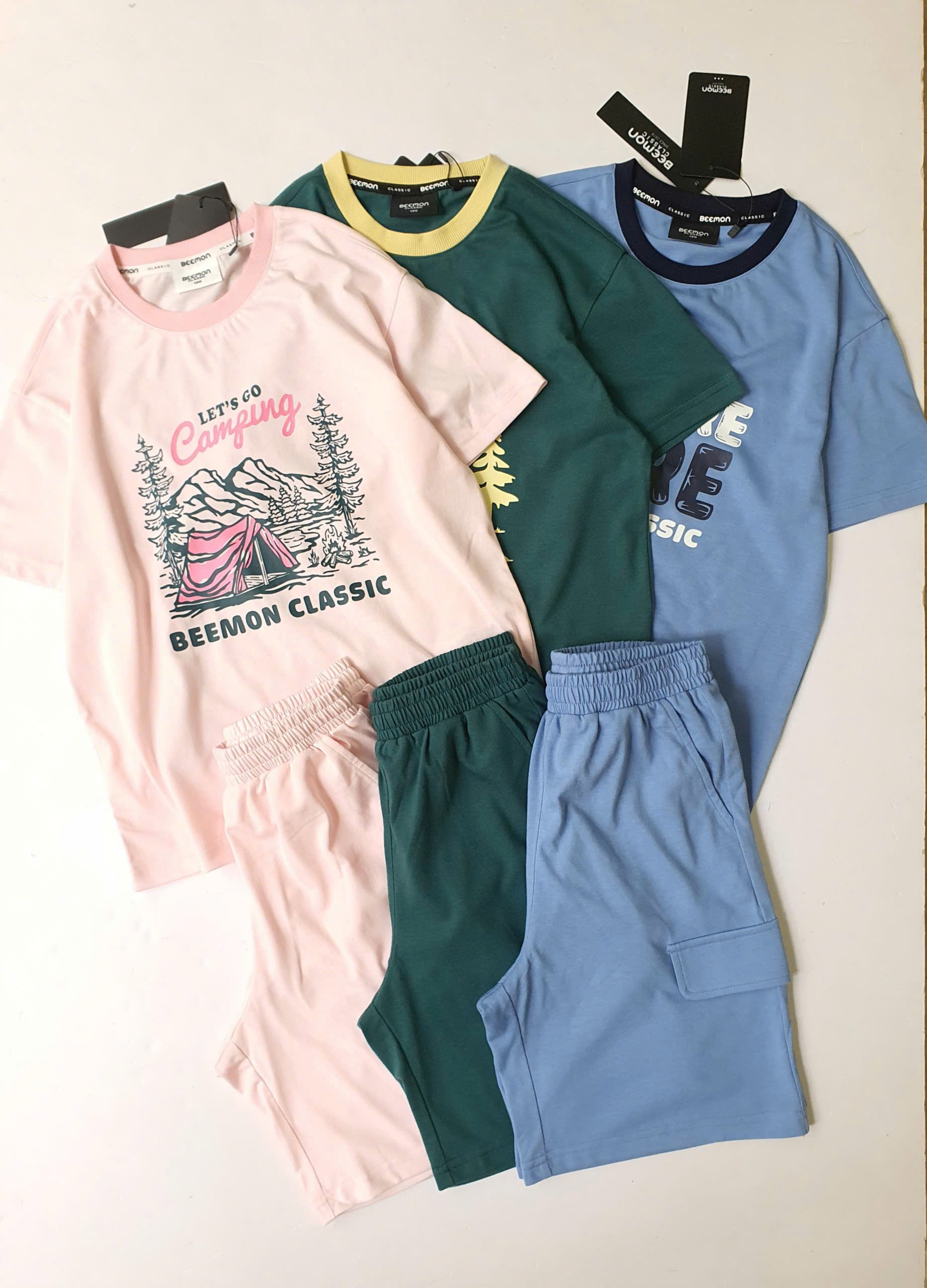 Bộ cotton Beemon cho BT BG, áo in hình, quần cạp chun