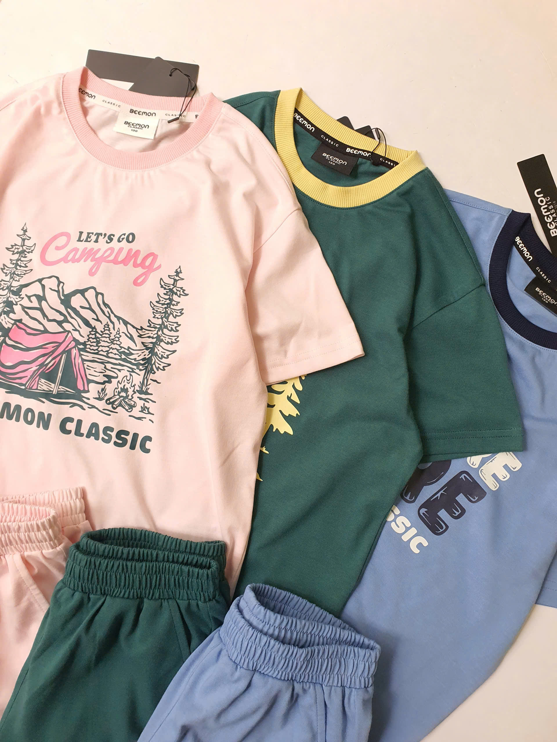 Bộ cotton Beemon cho BT BG, áo in hình, quần cạp chun