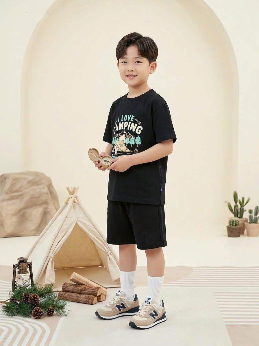 Bộ cotton Beemon cho bé, co giãn 4 chiều, chữ Beemon Classic