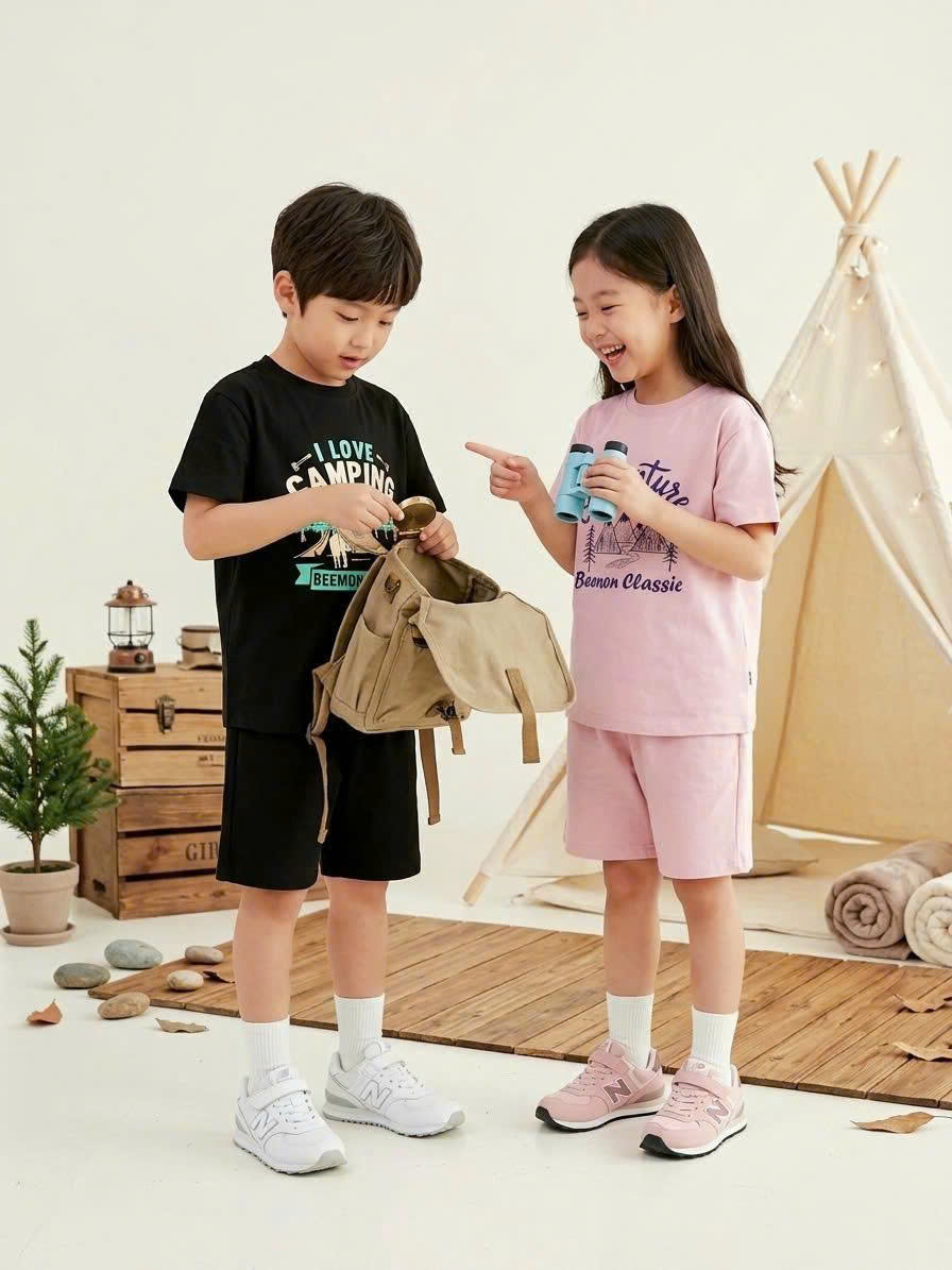 Bộ cotton Beemon cho bé, co giãn 4 chiều, chữ Beemon Classic