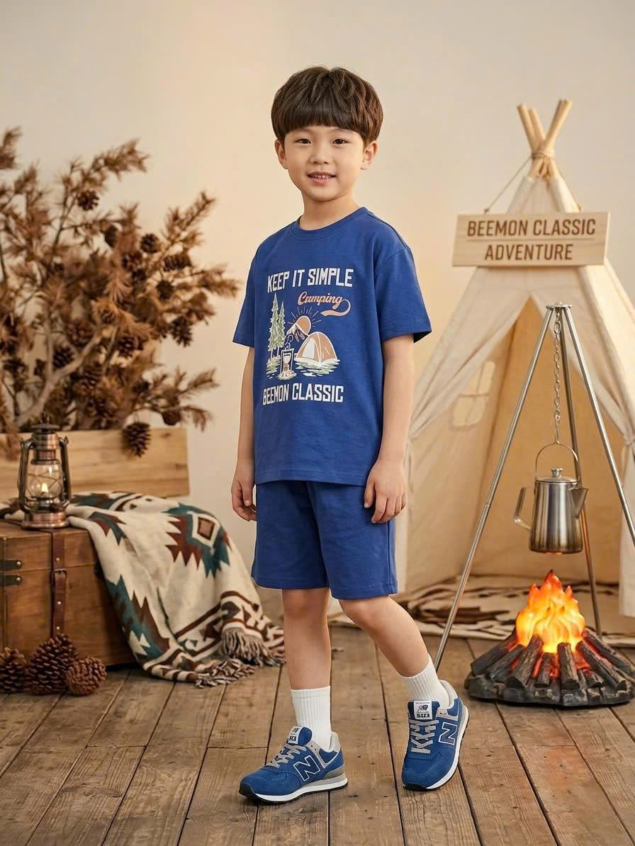 Bộ cotton Beemon cho bé, co giãn 4 chiều, chữ Beemon Classic